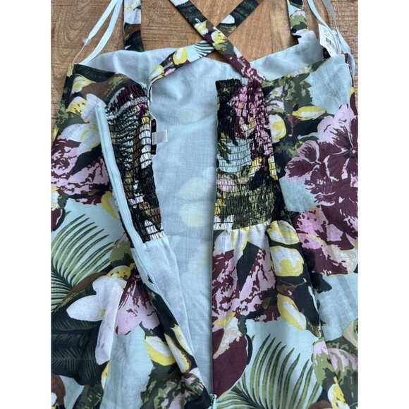 Cabi Women's A Line Smocked Tropical Tank Top Cotton Silk Blend Size 10 - Picture 3 of 12